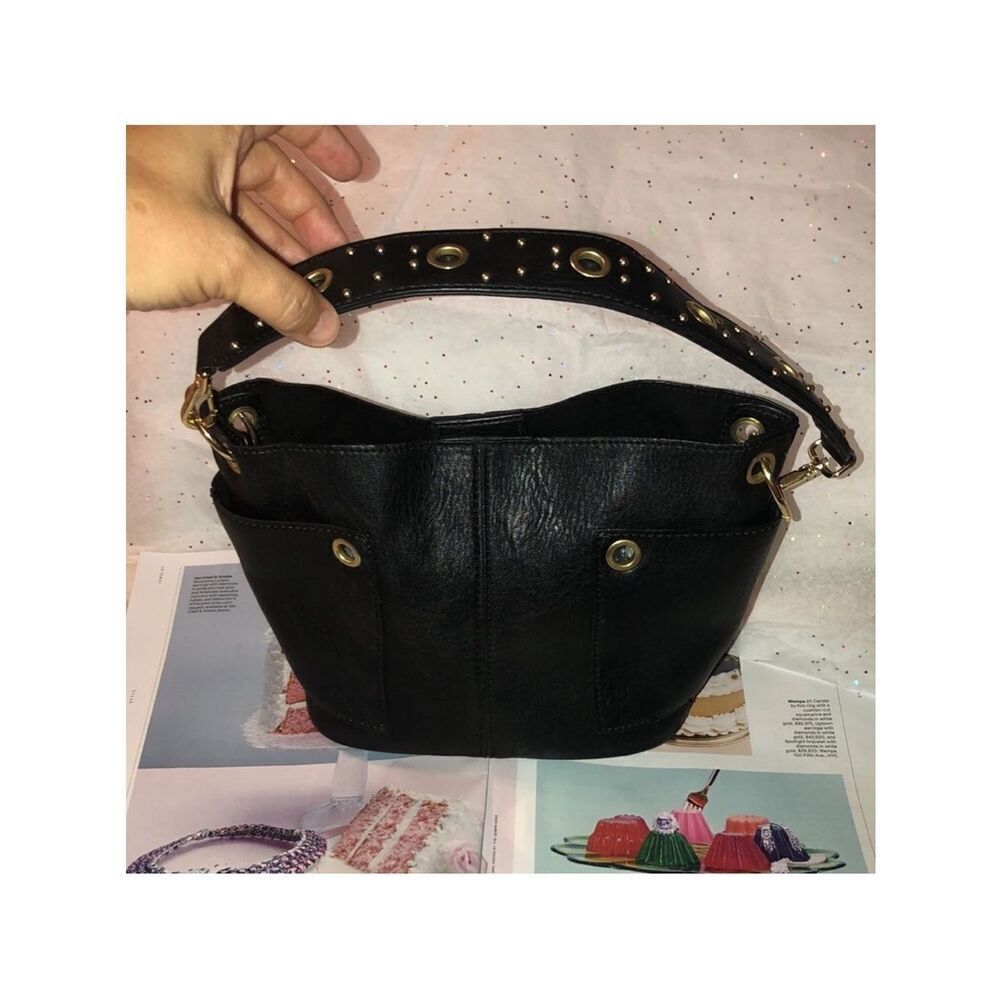 Steve Madden Black Faux Leather Hobo Mini Moto Bag